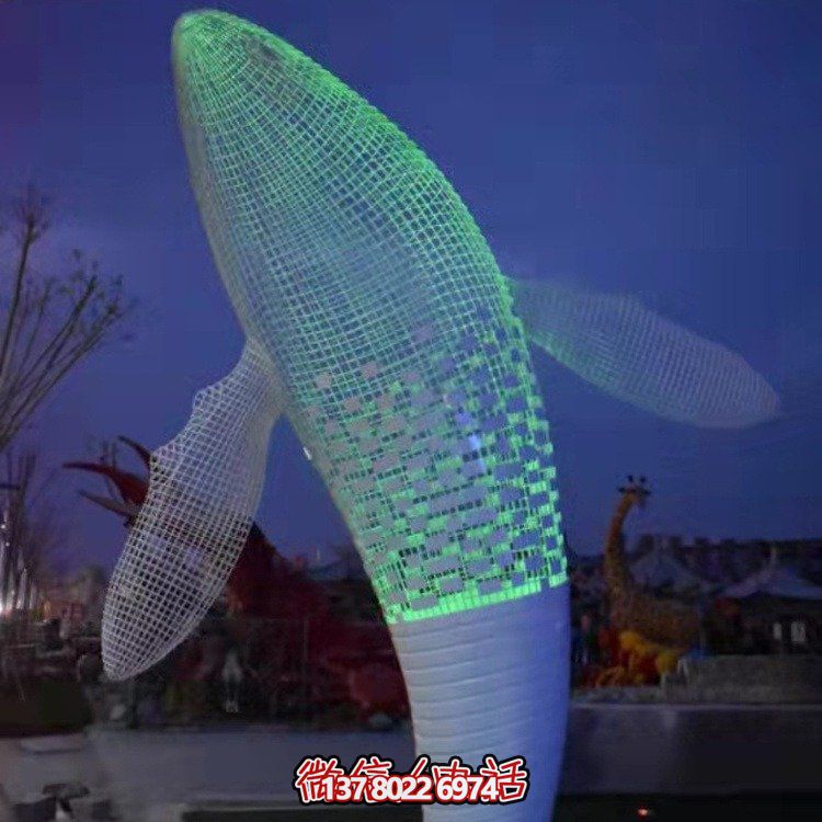 不銹鋼鯨魚雕塑景觀，營造完美空間氛圍