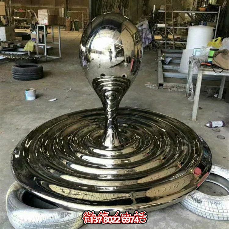 水景景觀不銹鋼擺件，精致創意鏡面水滴擺放