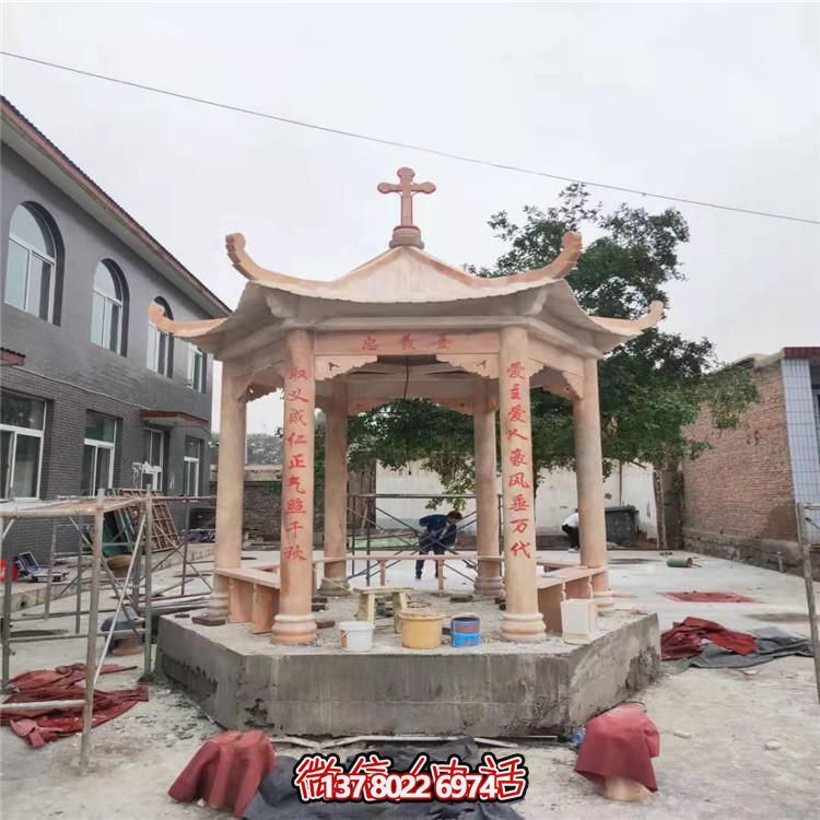 天然大理石涼亭，營造休閑庭院
