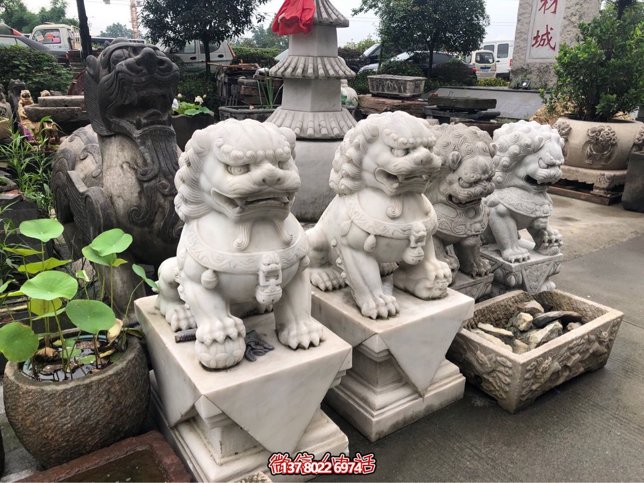 精美獅子雕塑，企業招財納福