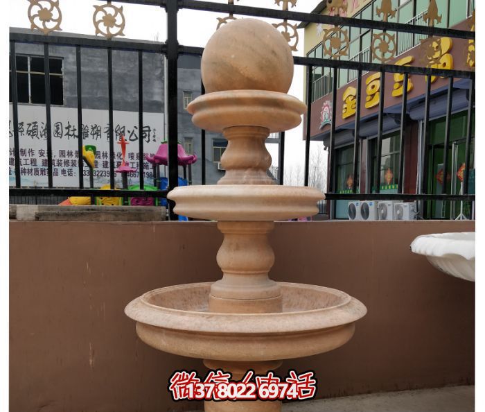 自然之美，多層風水球石雕晚霞紅別墅