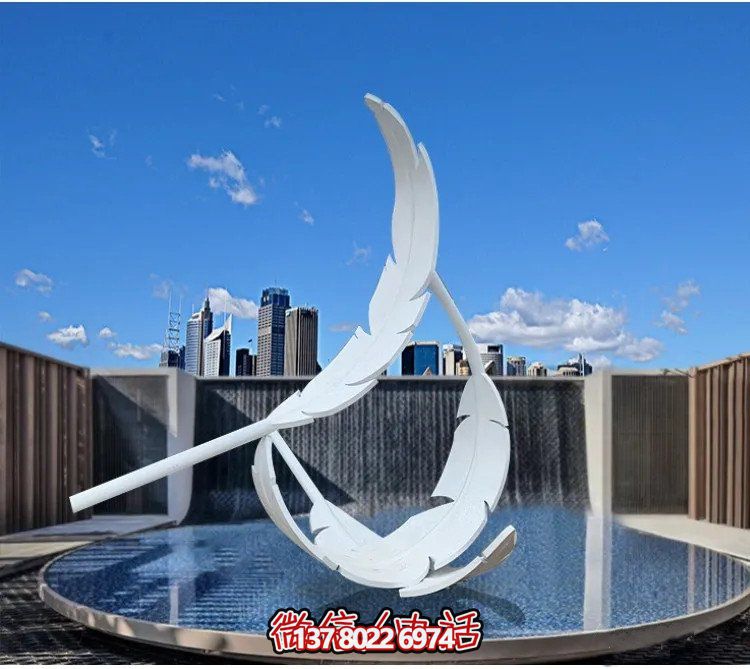 大型不銹鋼鏡面羽毛雕塑，創(chuàng)意園林景觀裝置