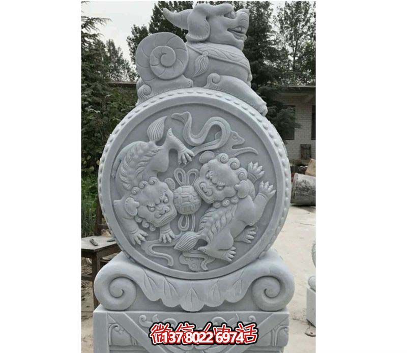 精美大理石抱鼓石雕塑，點綴園林景觀