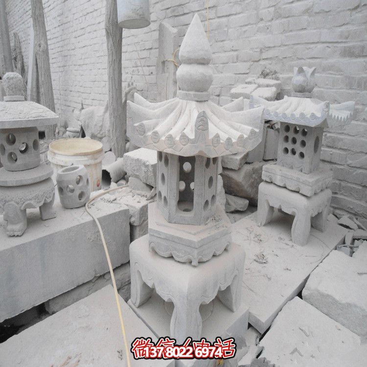 精美石燈鏤空大理石裝飾擺件，點亮你的漢白玉庭院