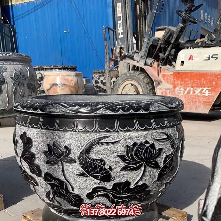 精美荷花浮雕缸，融合經典元素，打造清新安靜空間