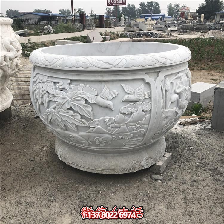 精美大型浮雕蓮花養魚石缸，讓你的庭院更加美麗