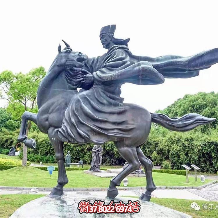 古典仿銅騎馬雕塑，玻璃鋼創意廣場裝飾