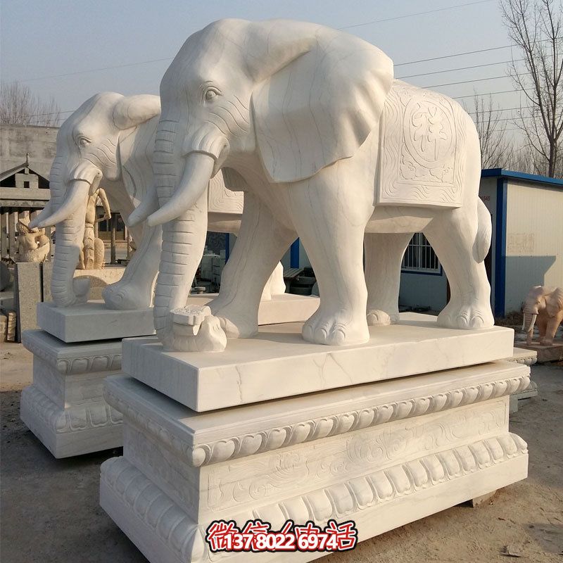 企業(yè)大型景觀(guān)漢白玉招財(cái)大象雕塑