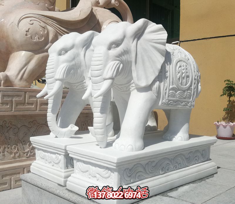 戶(hù)外海邊石雕漢白玉大象雕塑