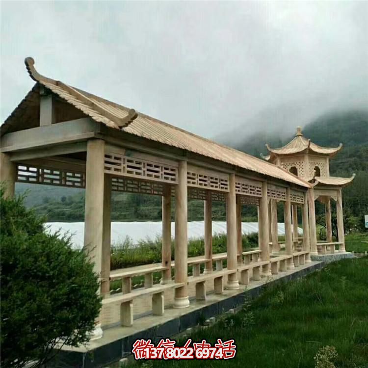 景區公園大型大理石石雕乘涼休息長廊